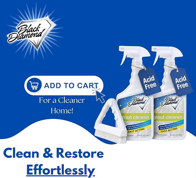 Ultimate Grout Cleaner for Tile Floors, 2-QTS W Brush | Acid-free formula deep cleans grout on tile floors. Safe for marble, travertine, granite and all natural stone.