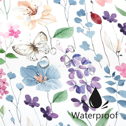 Extra Long Shower Curtain 72 x 96 Inch, Floor to Ceiling X-Long Colorful Floral Shower Curtain, Pink Green Blue Flower Butterfly Fabric Shower Curtain Set with Hooks
