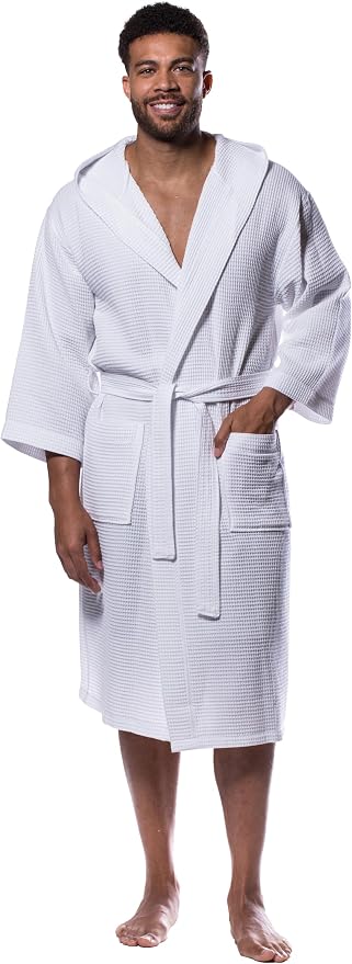 Turquaz Womens Lightweight Waffle Kimono Bathrobe for Men - Soft Quick-Dry Spa & Summer Towel Robe, Cotton Blend