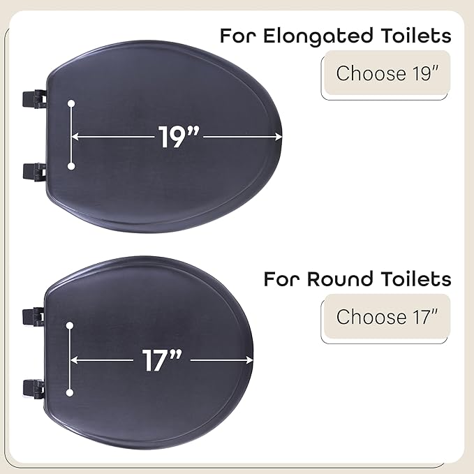 Soft Elongated Vinyl Toilet Seat, Black, 19 in | Toilet-Seat Construction: Contoured Seat Profile and Durable Finish Create a Polished Fixture Update.