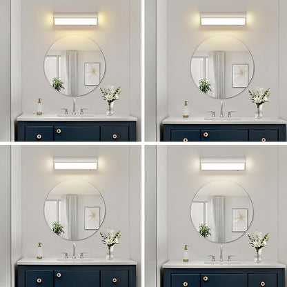 LED Modern Bathroom Vanity Light Fixtures (16-Inch, 5CCT, Dimmable), Modern Acrylic Bathroom Wall Lighting Fixtures Over Mirror, Chrome