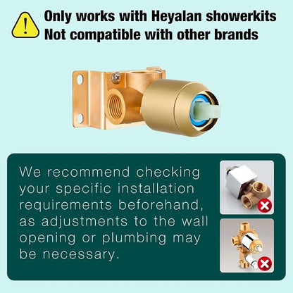 Heyalan 8-Inch Round Rain Shower Faucet Set with Valve,Brushed Gold | SUS304 stainless steel shower head, brass rough-in valve, single-handle control, 1.8 GPM, ideal for bathroom remodels