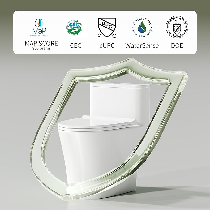 DeerValley Compact One-Piece Toilet 1.28 GPF Single Flush Fully Skirted Bowl with Soft-Close Seat White Space-Saving Elongated Toilets for Small Bathrooms