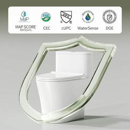 DeerValley Compact One-Piece Toilet 1.28 GPF Single Flush Fully Skirted Bowl with Soft-Close Seat White Space-Saving Elongated Toilets for Small Bathrooms