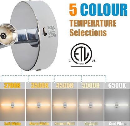 Wall Sconces Set of 2 Hardwired LED Vanity Light Chrome 23" | Dimmable 5CCT LED Bathroom Light Fixtures, 360° Full Lighting, Modern Vanity Light Bar for Bathroom Mirror