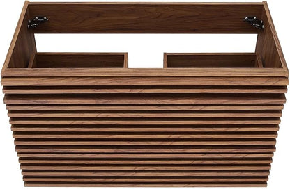 Modway Render 36" Wall-Mount Bathroom Vanity Cabinet in Walnut - Sink Basin Not Included