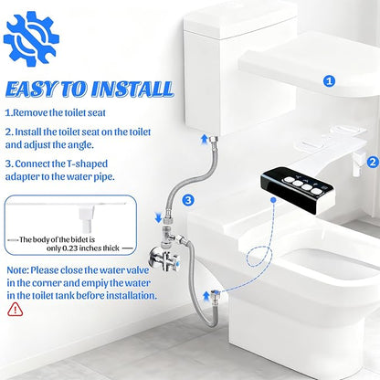 Bidet Attachment for Toilet,Non-Electric Bidet Attachments with Independent Adjustable Water Pressure,Retractable Self-Cleaning Nozzles for Feminine and Rear Washing-Black