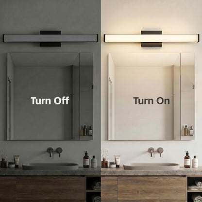 URSOLA 36" Modern LED Bathroom Light Fixtures, Matte Black 3CCT Dimmable Bathroom Vanity Light Over Mirror, Bathroom Vanity Bath Bar Lights with Double Layer Acrylic Shade