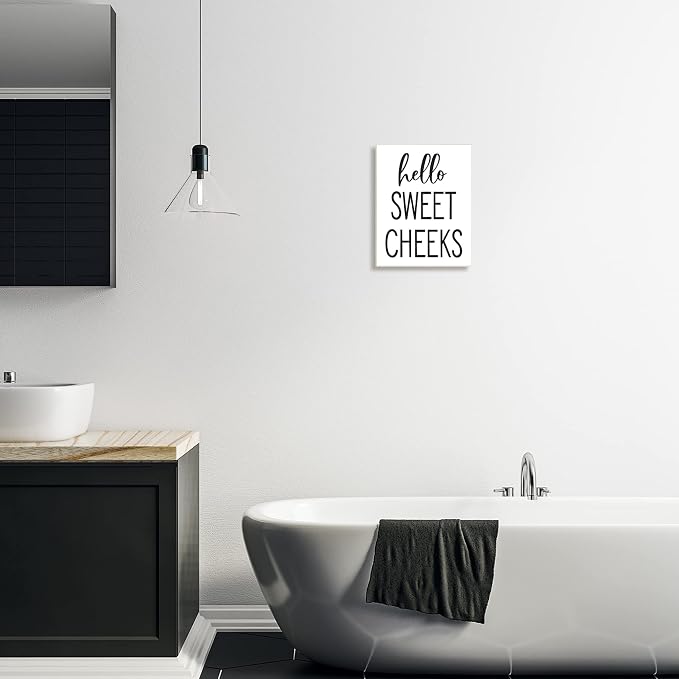 'Hello Sweet Cheeks Silly Bathroom Washroom'| Wall Plaque Art | Stupell Industries | 10 x 15 Inches, Easy to Hang and Sturdy, Made in USA, by Lettered and Lined
