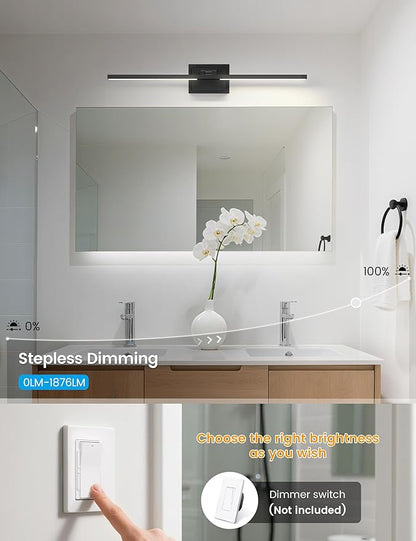 NIORSUN 31.5 Inch Modern Bathroom Light Fixture, 28W 5CCT Dimmable LED Black Bathroom Vanity Lights Over Mirror, Vanity Lights for Bathrooms Restroom Mirror- ETL Certified
