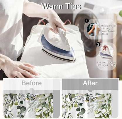 No Hook Shower Curtain and Liner Set, Sage Green Eucalyptus 54x80 | Floral Design, with Snap in Liner, Waterproof, Machine Washable, Quick-Drying, for Hotel Bathroom