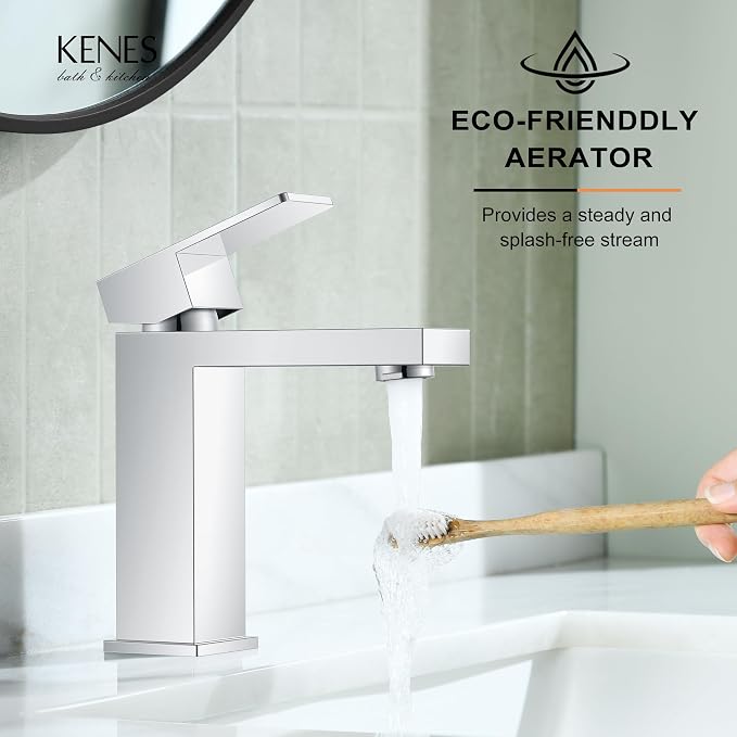 Chrome Bathroom Faucet Single Hole, Single Handle Vanity Sink Faucet | Bathroom Sink Faucet with Pop Up Drain & Supply Lines, Lead-Free cUPC & NSF Certified, 1 Handle Faucet for Vanity RV Restroom