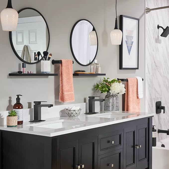 Lava Odoro Matte Black Bathroom Faucet 1 Hole, Modern Single Hole Bathroom Sink Faucet for Vanity with Pop up Drain Assembly, Deck Plate Included, 1.2 GPM Water Flow, BF307-B