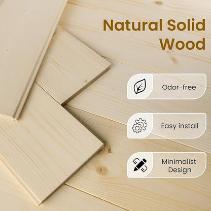 SmartStandard 42in x 84in Sliding Barn Wood Door Pre-Drilled Ready to Assemble, DIY Unfinished Solid Spruce Wood Panelled Slab, Interior Single Door Only, Natural, K-Frame (Fit 7FT - 8FT Rail) | Pre-Drilled Ready to Assemble, DIY Unfinished Solid Spruc...