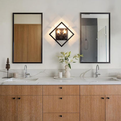 Farmhouse Wall Sconce, Black Rustic, E12 2-Pack | Rustic Indoor Wall Light, 17.8 Inch, 2-Light, Hardwired, for Stairway, Living Room, Bedroom, Bathroom