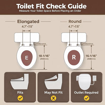 Bidet Toilet Seat Round with Heated Toilet Seat for Bathroom 236D | Instant Warm Water, Warm Air Dryer, Self-Cleaning Nozzle, Night Light,Soft Close Lid, Requires Outlet