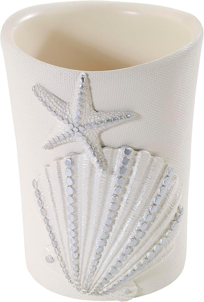Avanti Linens - Tumbler, Countertop Organizer, Seashell Inspired Bathroom Accessories, Guest Bathroom Essentials (Sequin Shells Collection)