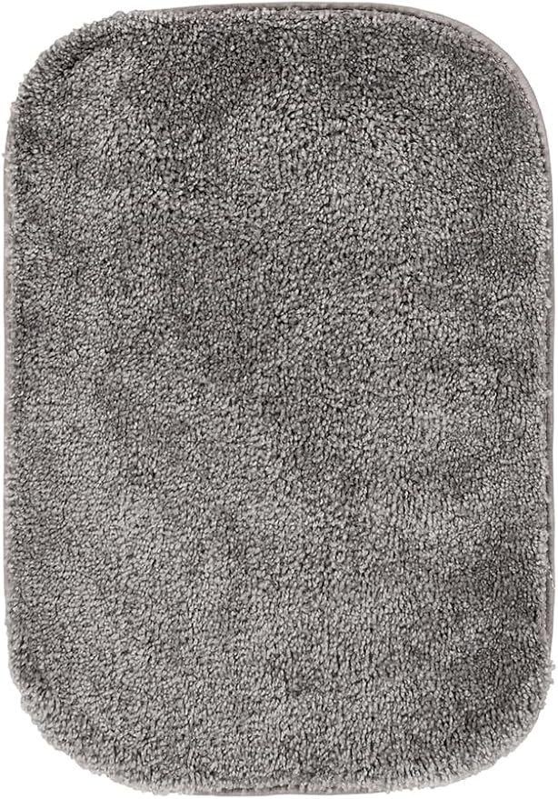 Garland Rug Traditional Nylon Washable Medium Gray 2 Bath Rugs (17" X 24", 21" X 34") - Soft, Absorbent, and Stylish for Your Bathroom