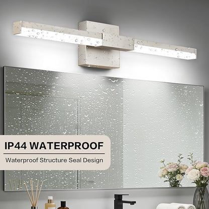 SOLFART Bathroom Light Fixture Dimmable: Brushed Nickel 24-Inch Built-in Step Dimming Vanity Lights for Bathroom ETL IP44