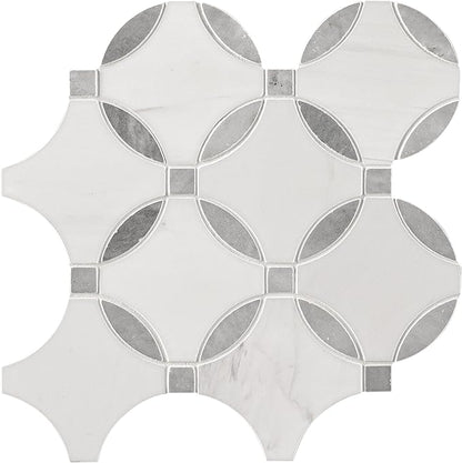MSI Bianco Dolomite 11 in. x 11 in. Lola Polished Marble Tile for Kitchen Backsplash, Floor Tile, Wall Tile for Bathroom, Shower Wall Tile, Mesh Mounted Mosaic Tile