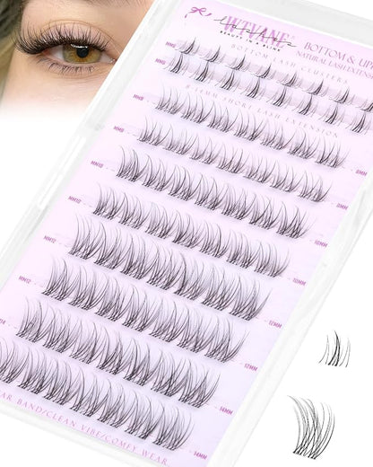 Natural Lash Clusters Wispy Eyelash Clusters Lashes DIY 8-14mm Venus Lash Extensions with 6mm Bottom Lash Clusters Invisible Band Lashes Short Cluster Eyelash Extensions Natural Look