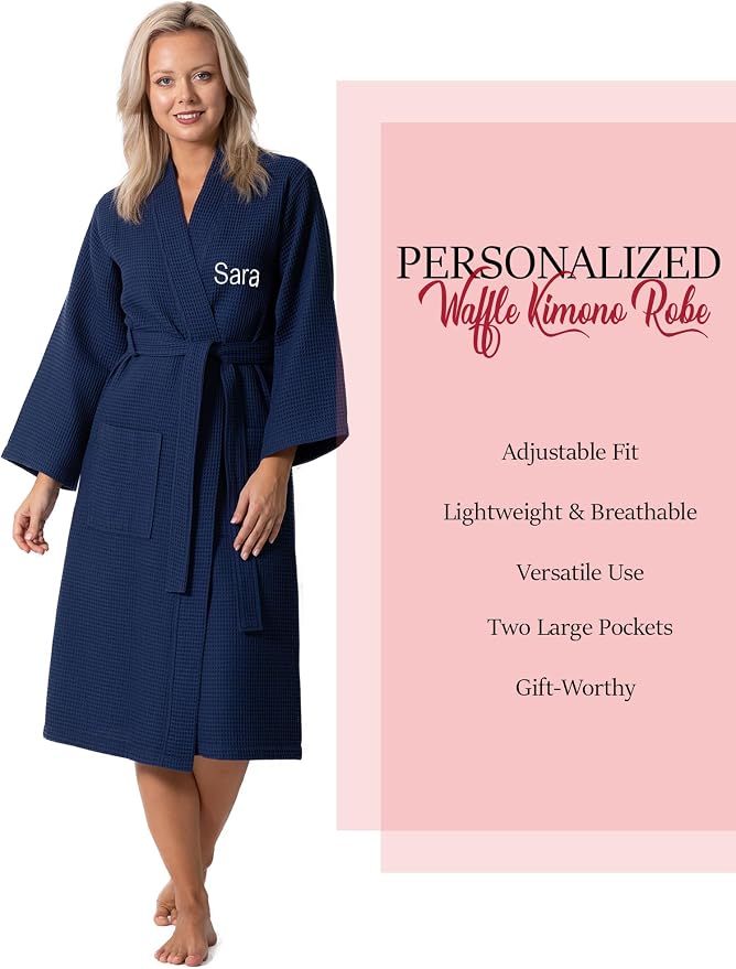 Waffle Knit Lightweight Kimono Spa & Bath Robes for Women - Quick Dry - Soft