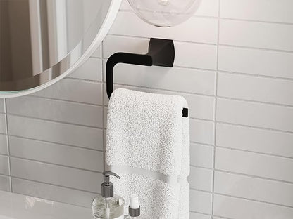 Pfister Bruxie 3-Piece Bathroom Hardware Set with Towel Bar, Towel Ring, and Toilet Paper Holder, Wall-Mounted, Matte Black Finish, BTBBIE3B