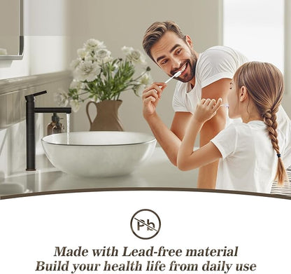 One Hole High Bathroom Vessel Sink Faucet, Oil Rubbed Bronze Single Hole Single Handle Tall Bathroom Faucet, with Pop Up Drain and Water Supply Line,FH01-ORB-V