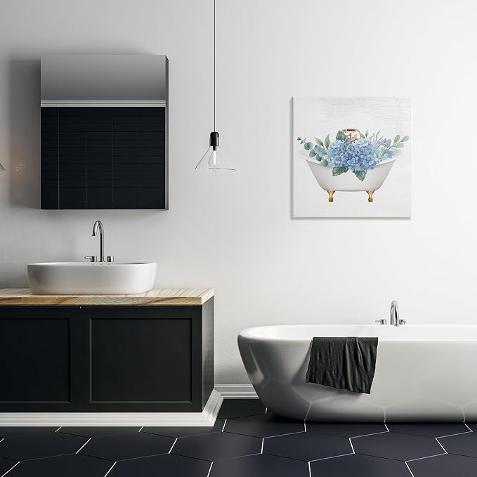 Stupell Industries Chic Bathtub Hydrangea Blossoms Canvas Wall Art, Design by Lil' Rue | Stupell Industries | 24 x 24 Inches, Easy to Hang and Sturdy, Made in USA, by Lil' Rue