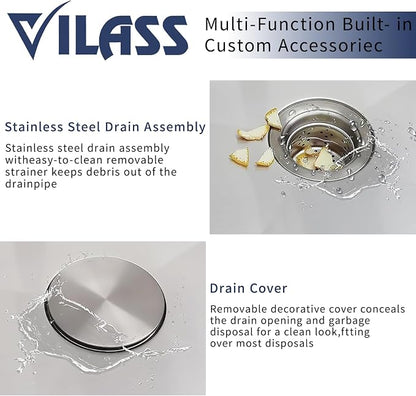Bar Sink 15x15 Inch Drop in Bar Sinks with Faucet Combo Modern Stainless Steel Small Kitchen Sink Single Bowl RV Sink