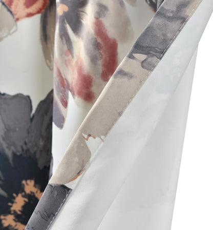 Lush Decor Leah Floral Light Filtering Valance, 52" W x 18" L, Coral & Gray - Valances for Windows - Parisian Decor - Farmhouse Kitchen Curtains Valance