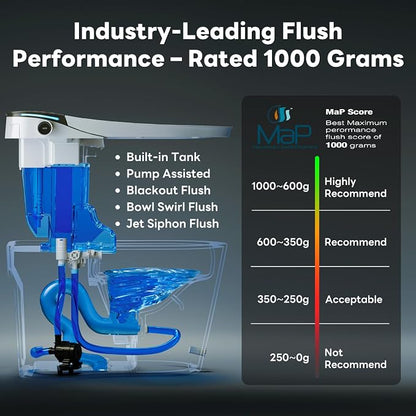 CANEST Smart Toilet with Ultra-Micro Bubble Wash, Foam Dispenser(FC-002PRO) | 0.1s Instant Warm Water, 1000g MAP Flush, Full-Area Seat Sensor, Auto Temp Control, Auto Open/Close,Foot Sensor,Deodorization