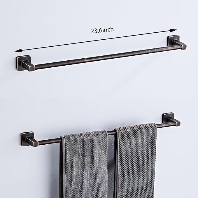 Bathroom Hardware Set 4 Pieces,Oil Rubbed Bronze Bathroom Accessories Set Stainless Steel Wall Mounted, Hand Towel Bar, Towel Ring, Robe Towel Hooks,Toilet Paper Holder,Towel Bar Set, 23.6 Inch