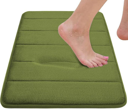RUN HELIX Sage Green Bathroom Rugs Sets 3 Piece Memory Foam Non Slip Bath Mats for Bathroom Floor and U-Shaped Contour Toilet Rug, Soft Washable Bathrom Sets Mats and Rugs Sets for Toilet Shower Sink