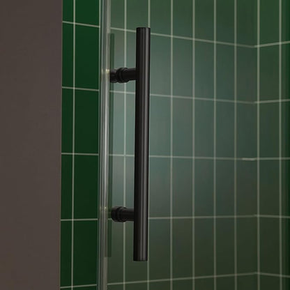 Woodbridge 57.5-60" W x 80" H Frameless Single Sliding Soft-Close Shower Door with Tempered Glass & Explosion Proof Film in Matte Black Finish