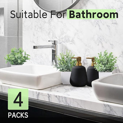 Der Rose 4 Pack 7" Mini Fake Plants, Artificial Plants for Bathroom Decor | Frosted eucalyptus look, easy-care artificial greenery, for desk shelf windowsill office tabletop dorm and classroom decor