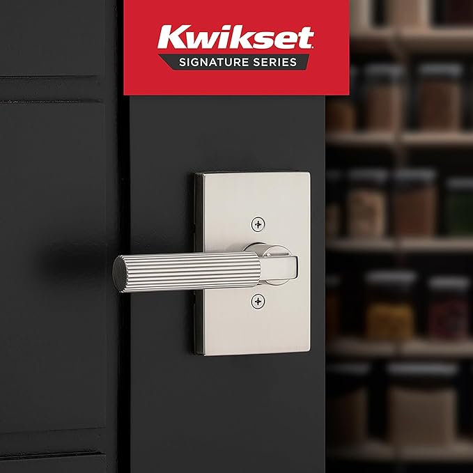 Kwikset Mirada Reeded Dummy Door Handle, Single Sided Lever for Closets, French Double Doors, and Pantry, Satin Nickel, Non-Turning Reversible Interior Push/Pull Lever, with Microban Protection