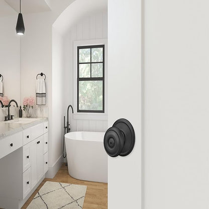 Schlage F40 GEO 622 Georgian Door Knob, Bed & Bath Privacy Lock, Matte Black