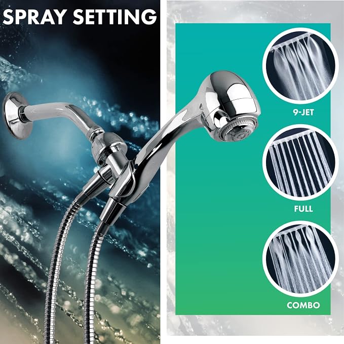Earth Showerhead - Niagara Conservation | Energy & Water Saving Handheld Showerhead (1.75 GPM) High-Efficiency 3-Spray Chrome Fixed Hand Shower Head (N2947CH)