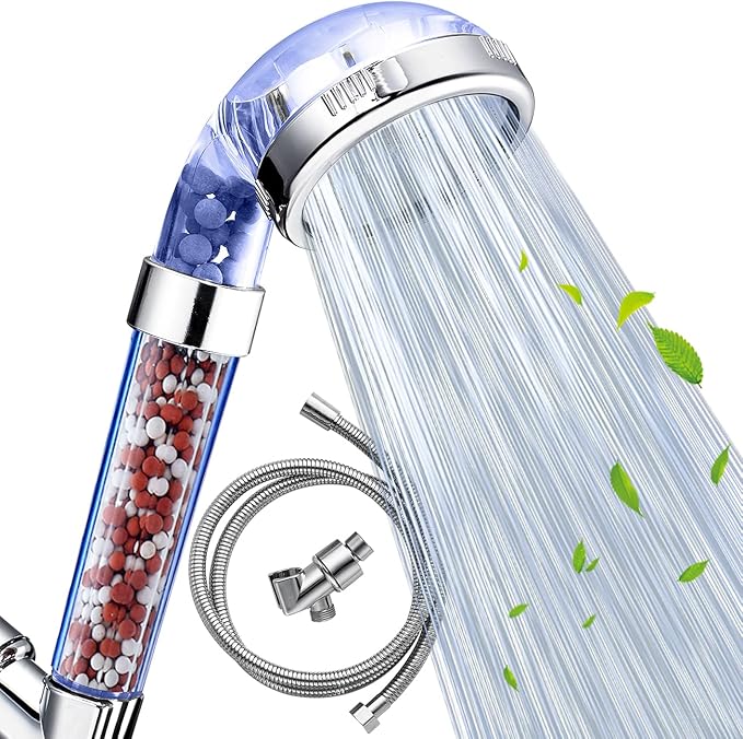 Nosame Shower Head with Hose and Bracket, Filter Filtration High Pressure Water Saving 3 Mode Function Spray Handheld Showerheads for Dry Skin & Hair | Filter Filtration High Pressure Water Saving 3 Mode Function Spray Handheld Showerheads with Hose Ho...