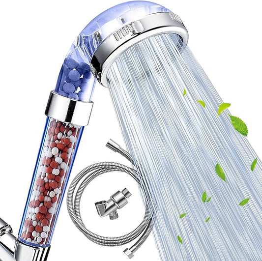 Nosame Shower Head with Hose and Bracket, Filter Filtration High Pressure Water Saving 3 Mode Function Spray Handheld Showerheads for Dry Skin & Hair | Filter Filtration High Pressure Water Saving 3 Mode Function Spray Handheld Showerheads with Hose Ho...