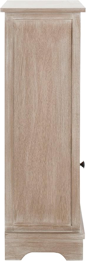 SAFAVIEH Home Collection – Connery White Washed Storage Cabinet with Rattan Baskets & Bottom Door, Farmhouse Accent Storage, Fully Assembled (AMH5742E)