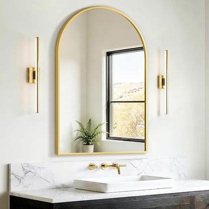 FICTOR 24" x 36" Arched Bathroom Vanity Mirror for Over Sink, Gold | Anti-Rust Metal Framed, HD Tempered Shatter-Proof Glass, Modern Wall Mirror for Entryway, Living Room, Bedroom