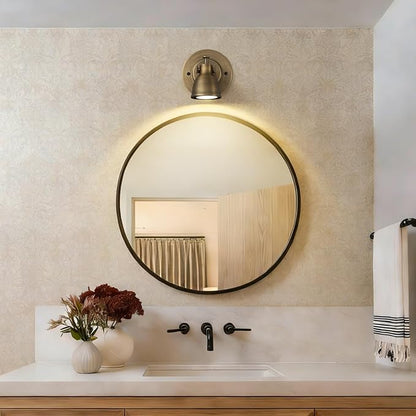 Bronze Small Wall Sconce Hardwired Single - Vintage Brass Mini Bell Light | Adjustable Art Deco Fixture with Dimmable Bulb, for Bedside Reading Bedroom Hallway Kitchen Bathroom Vanity Picture Light