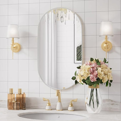 Oval Bathroom Mirror,20x28'' Silver Mirror,Wall Mirror,Bathroom Mirror Oval,Pill Shaped Mirror,Entryway (Silver)