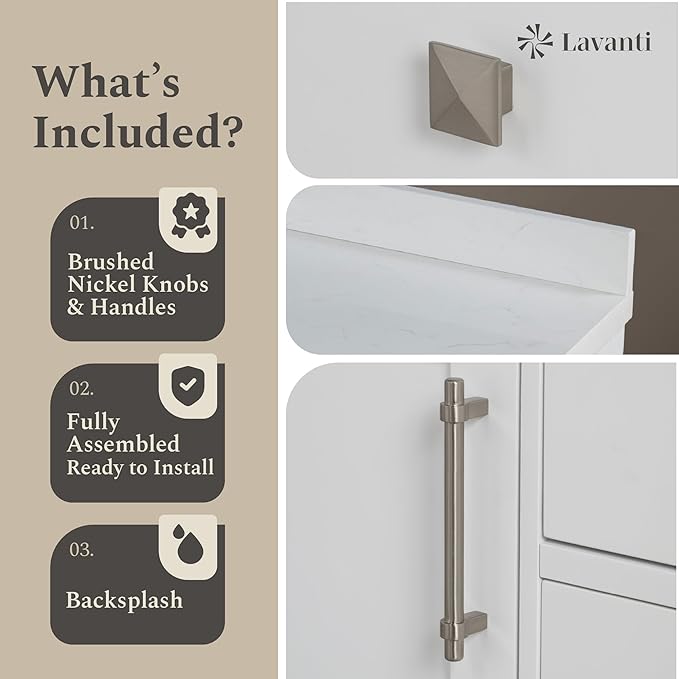 Lavanti Oakford 24 Inch Bathroom Vanity with Sink – Stylish White Vanity Bathroom with Storage Cabinet – Modern Bathroom Vanities with Single Vanity Sink & Quartz Countertop