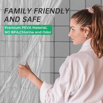 AmazerBath Stall Shower Curtain Liner 36x72, Walk in Shower Curtain Plastic, Clear Shower Stall Curtain Liner Heavy Duty Thick PEVA, Half Shower Liner with 2 Weighted Stones and 6 Grommet Holes