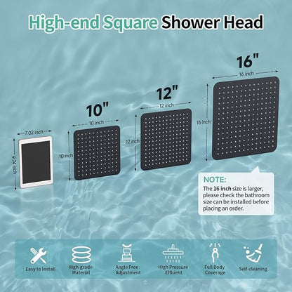 SR SUN RISE 10 Inch Rain Shower Head Matte Black 304 Stailess Steel High Pressure Rainfall Showerhead