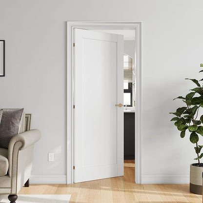 SMARTSTANDARD 24" x 80" Slab Door, Solid Core Interior Door, Pre-Assembled | 1-Panel without Hardware Kit, White Primed Shaker for Pantry, Bathroom, Laundry, Paintable Surface