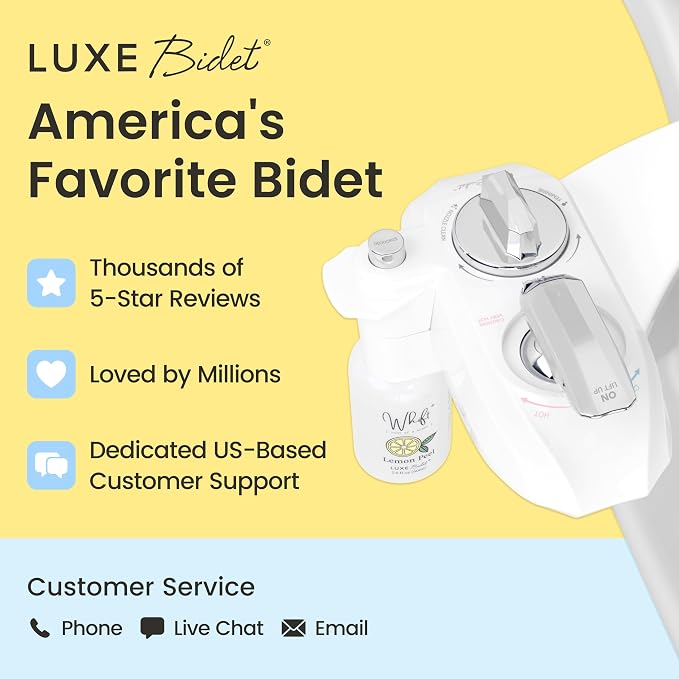LUXE Bidet WHIFT 320 - Warm Water Deodorizing Bidet Attachment, Chrome | Non-Electric, Built-In Deodorizing Spray, Warm Water, Lemon Refill Included, Easy Slide-In Install, Rear & Feminine Wash